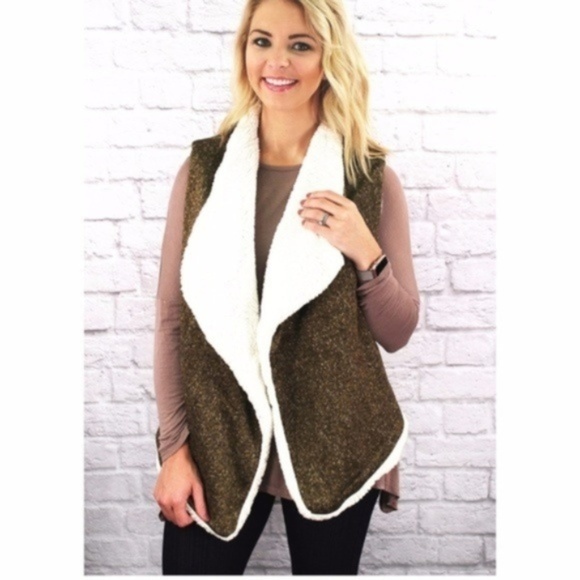 Boutique Jackets & Blazers - Brown Winter Warmth Sherpa Lined Vest